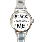 Black Becomes Me Round Italian Charm Watch