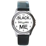 Black Becomes Me Round Metal Watch