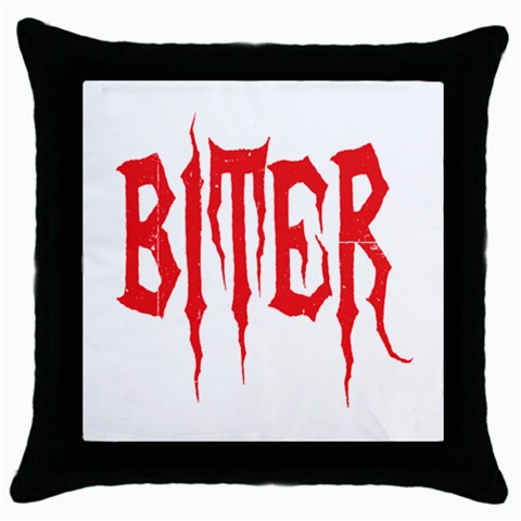 Biter Throw Pillow Case (Black) from ArtsNow.com Front