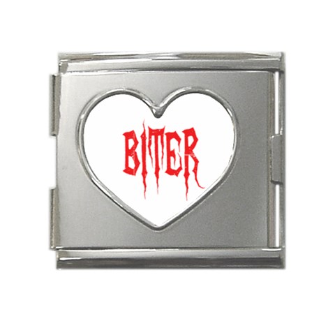 Biter Mega Link Heart Italian Charm (18mm) from ArtsNow.com Front