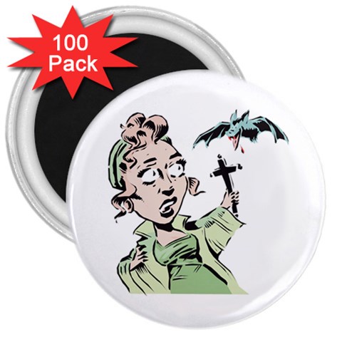 Scared Woman Holding Cross 3  Magnet (100 pack) from ArtsNow.com Front