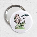 Scared Woman Holding Cross 2.25  Handbag Mirror