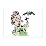Scared Woman Holding Cross Sticker A4 (10 pack)