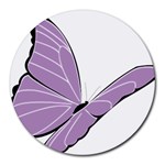 Purple Awareness Butterfly 2 8  Mouse Pad (Round)