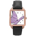 Purple Awareness Butterfly 2 Rose Gold Leather Watch 