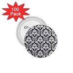 White On Black Damask 1.75  Button (100 pack)