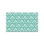 White On Emerald Green Damask Sticker 10 Pack (Rectangle)