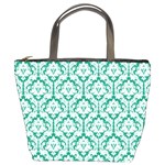 Emerald Green Damask Pattern Bucket Bag