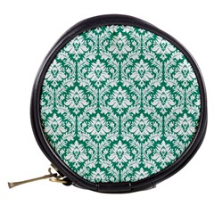 Emerald Green Damask Pattern Mini Makeup Bag from ArtsNow.com Back