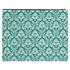 Emerald Green Damask Pattern Cosmetic Bag (XXXL) from ArtsNow.com Back
