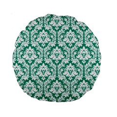 Emerald Green Damask Pattern Standard 15  Premium Round Cushion  from ArtsNow.com Back