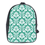 Emerald Green Damask Pattern School Bag (XL)