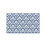 White On Blue Damask Sticker 100 Pack (Rectangle)