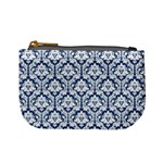 Navy Blue Damask Pattern Mini Coin Purse