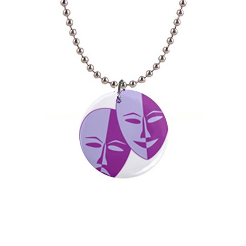 Comedy & Tragedy Of Chronic Pain Button Necklace from ArtsNow.com Front