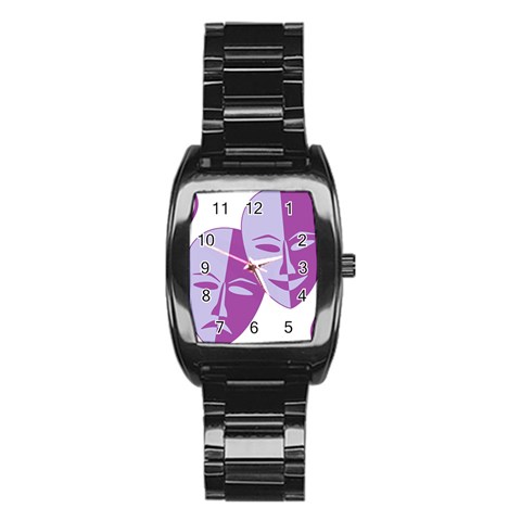 Comedy & Tragedy Of Chronic Pain Stainless Steel Barrel Watch from ArtsNow.com Front