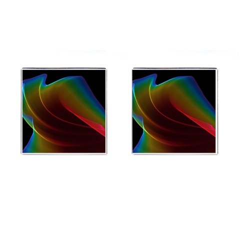 Liquid Rainbow, Abstract Wave Of Cosmic Energy  Cufflinks (Square) from ArtsNow.com Front(Pair)