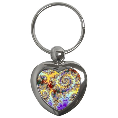 Desert Winds, Abstract Gold Purple Cactus  Key Chain (Heart) from ArtsNow.com Front