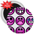 Chronic Pain Emoticons 3  Button Magnet (10 pack)