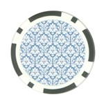White On Light Blue Damask Poker Chip