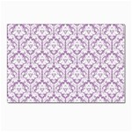 White On Lilac Damask Postcard 4 x 6  (10 Pack)