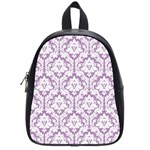 White On Lilac Damask School Bag (Small)