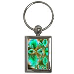 Spring Leaves, Abstract Crystal Flower Garden Key Chain (Rectangle)