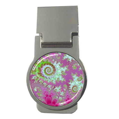 Raspberry Lime Surprise, Abstract Sea Garden  Money Clip (Round) from ArtsNow.com Front