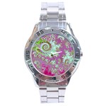 Raspberry Lime Surprise, Abstract Sea Garden  Stainless Steel Watch