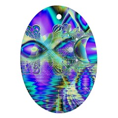 Abstract Peacock Celebration, Golden Violet Teal Oval Ornament (Two Sides) from ArtsNow.com Front