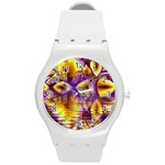 Golden Violet Crystal Palace, Abstract Cosmic Explosion Plastic Sport Watch (Medium)