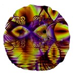 Golden Violet Crystal Palace, Abstract Cosmic Explosion 18  Premium Round Cushion 