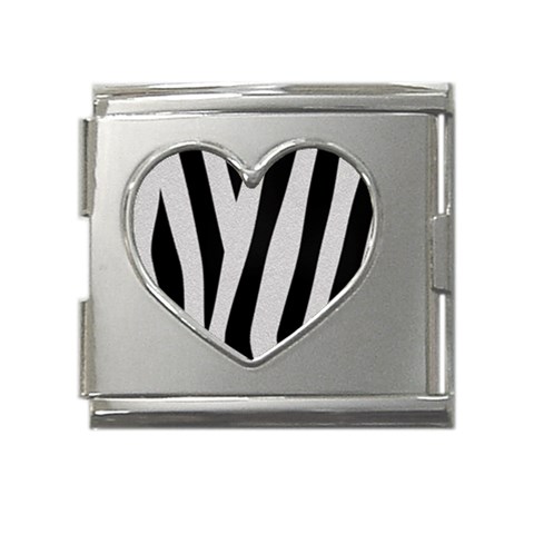 Zebra Mega Link Heart Italian Charm (18mm) from ArtsNow.com Front