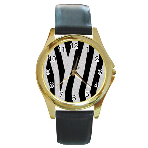 Zebra Round Gold Metal Watch from ArtsNow.com Front