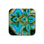 Crystal Gold Peacock, Abstract Mystical Lake Drink Coasters 4 Pack (Square)