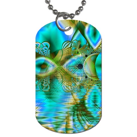 Crystal Gold Peacock, Abstract Mystical Lake Dog Tag (One Sided) from ArtsNow.com Front