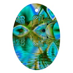 Crystal Gold Peacock, Abstract Mystical Lake Oval Ornament (Two Sides) from ArtsNow.com Front