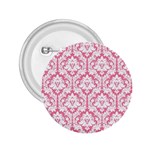 White On Soft Pink Damask 2.25  Button