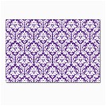 White on Purple Damask Postcards 5  x 7  (10 Pack)