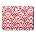 White On Red Damask Small Mouse Pad (Rectangle)