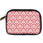 White On Red Damask Digital Camera Leather Case