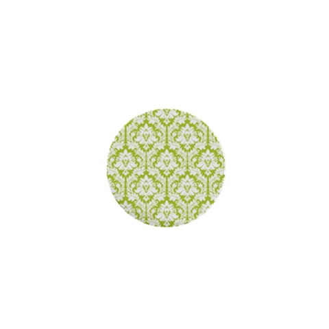 White On Spring Green Damask 1  Mini Button from ArtsNow.com Front