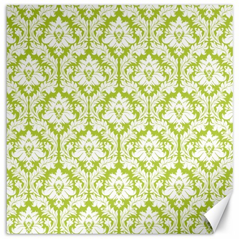White On Spring Green Damask Canvas 20  x 20  (Unframed) from ArtsNow.com 19 x19.27  Canvas - 1
