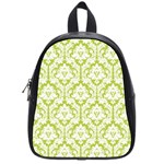 White On Spring Green Damask School Bag (Small)