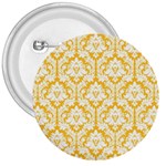White On Sunny Yellow Damask 3  Button