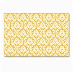 White On Sunny Yellow Damask Postcard 4 x 6  (10 Pack)