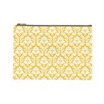Sunny Yellow Damask Pattern Cosmetic Bag (Large)