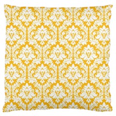 White On Sunny Yellow Damask Large Cushion Case (Two Sided)  from ArtsNow.com Back