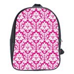 Hot Pink Damask Pattern School Bag (Large)