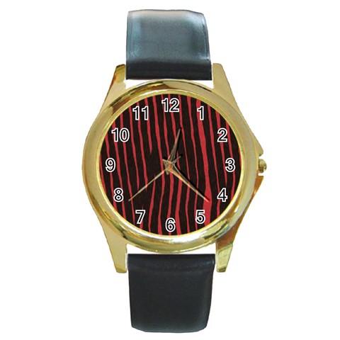 Zebra Round Gold Metal Watch from ArtsNow.com Front
